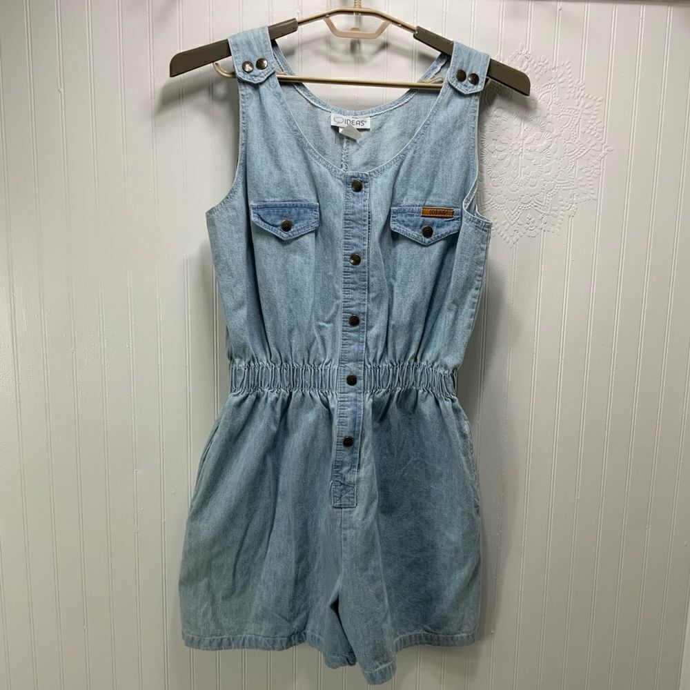 VINTAGE 80’s IDEAS denim shorts romper jumpsuit